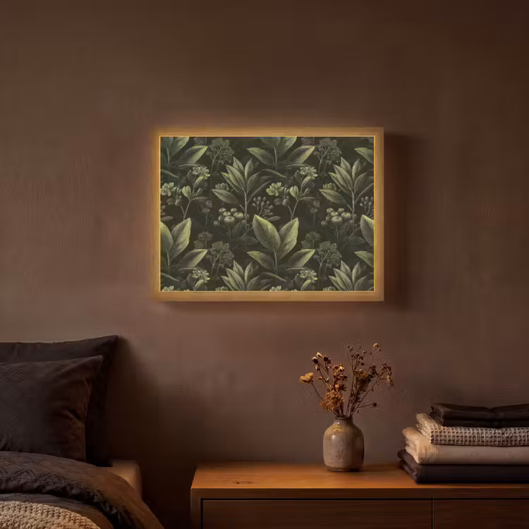 Klassiek - Donker - Botanisch - Planten Light Box met batterij (Wandlamp) middel 907 -sfeer4