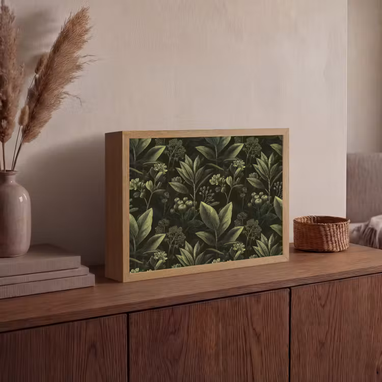 Klassiek - Donker - Botanisch - Planten Light Box met batterij (Wandlamp) middel 907 -sfeer2