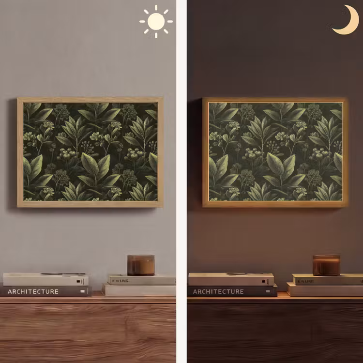 Klassiek - Donker - Botanisch - Planten Light Box met batterij (Wandlamp) middel 907 -sfeer3