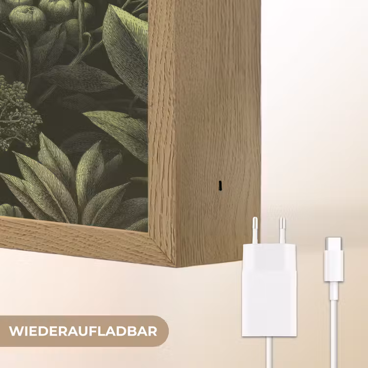 Klassiek - Donker - Botanisch - Planten Light Box met batterij (Wandlamp) middel 907 -USP_websiteoplaadbaarDE