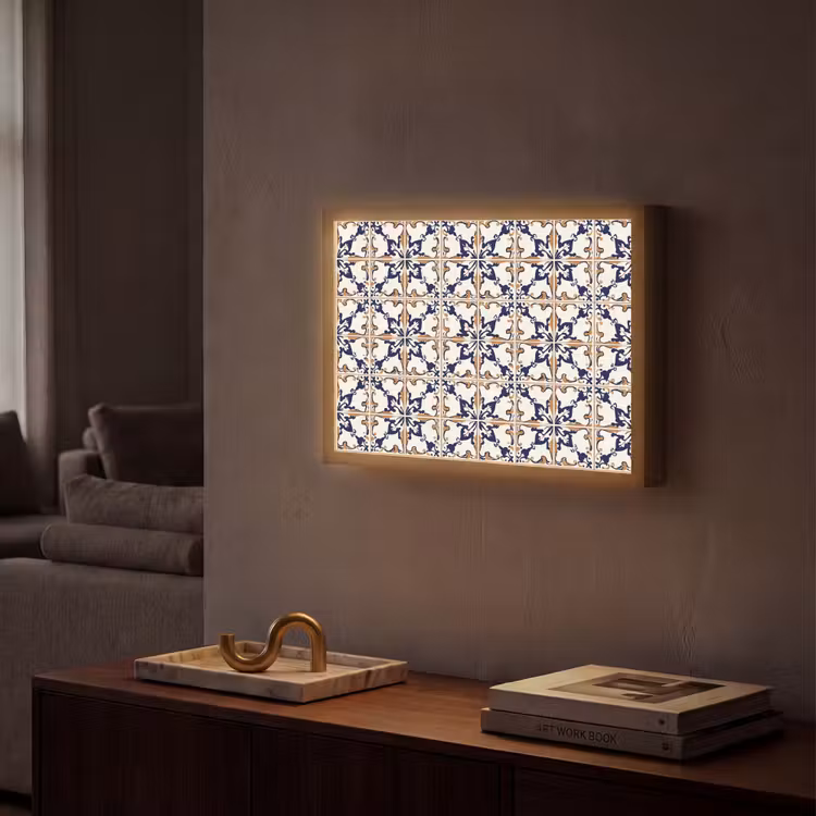 Klassiek - Patroon - Kleurrijk Light Box met batterij (Wandlamp) middel 907 -sfeer1