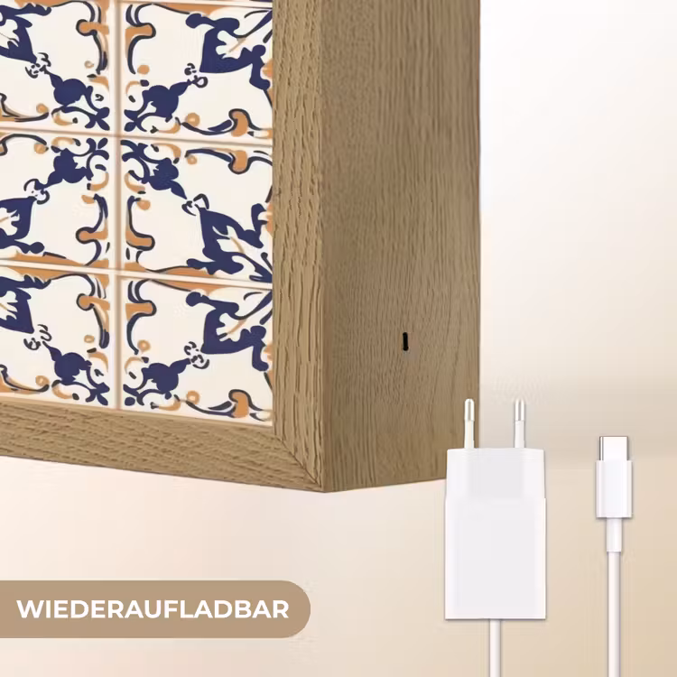 Klassiek - Patroon - Kleurrijk Light Box met batterij (Wandlamp) middel 907 -USP_websiteoplaadbaarDE