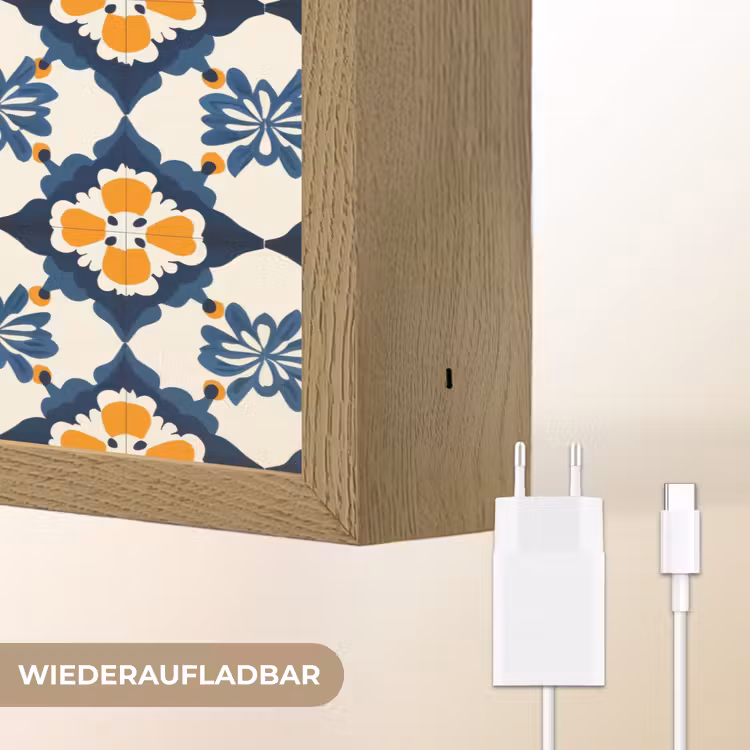 Klassiek - Geometrisch - Blauw Light Box met batterij (Wandlamp) middel 907 -USP_websiteoplaadbaarDE