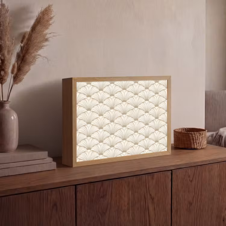 Klassiek - Art - Beige Light Box met batterij (Wandlamp) middel 907 -sfeer2