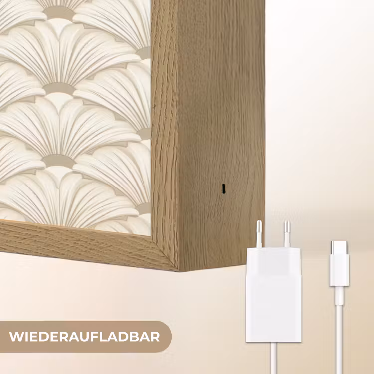 Klassiek - Art - Beige Light Box met batterij (Wandlamp) middel 907 -USP_websiteoplaadbaarDE