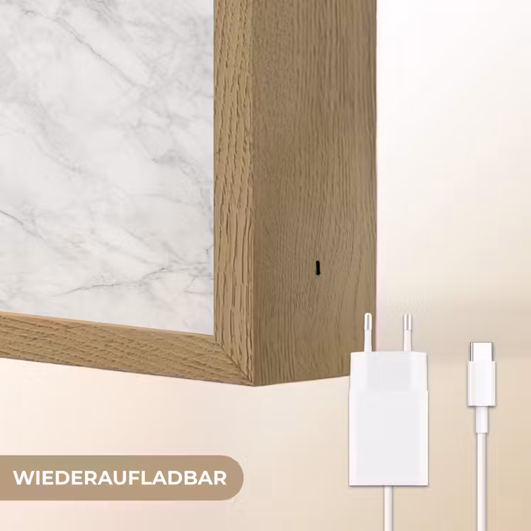 Klassiek - Marmer - Grijs Light Box met batterij (Wandlamp) middel 907 -USP_websiteoplaadbaarDE