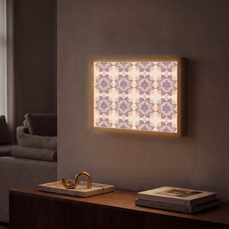 Klassiek - Patroon - Paars Light Box met batterij (Wandlamp) middel 907 -sfeer1