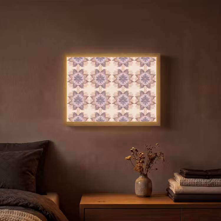 Klassiek - Patroon - Paars Light Box met batterij (Wandlamp) middel 907 -sfeer4