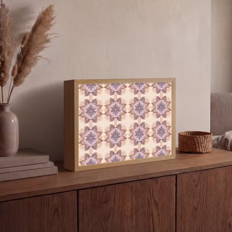 Klassiek - Patroon - Paars Light Box met batterij (Wandlamp) middel 907 -sfeer2