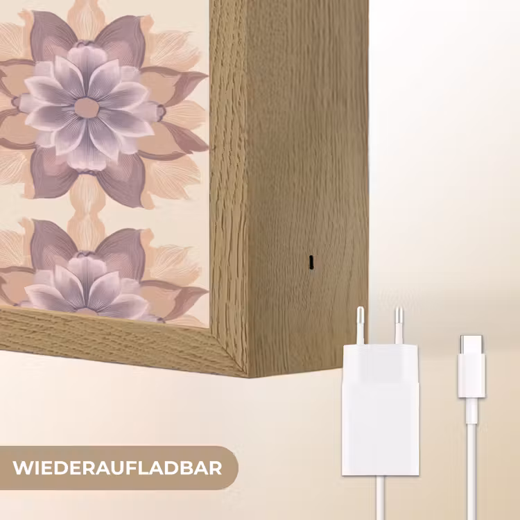 Klassiek - Patroon - Paars Light Box met batterij (Wandlamp) middel 907 -USP_websiteoplaadbaarDE