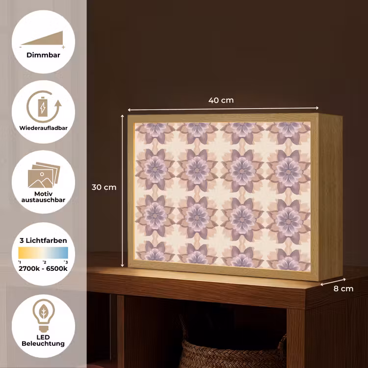 Klassiek - Patroon - Paars Light Box met batterij (Wandlamp) middel 907 -USP_websiteoverzichtDE