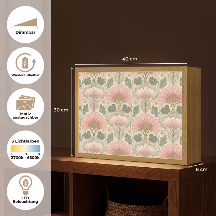 Klassiek - Patroon - Roze Light Box met batterij (Wandlamp) middel 907 -USP_websiteoverzichtDE