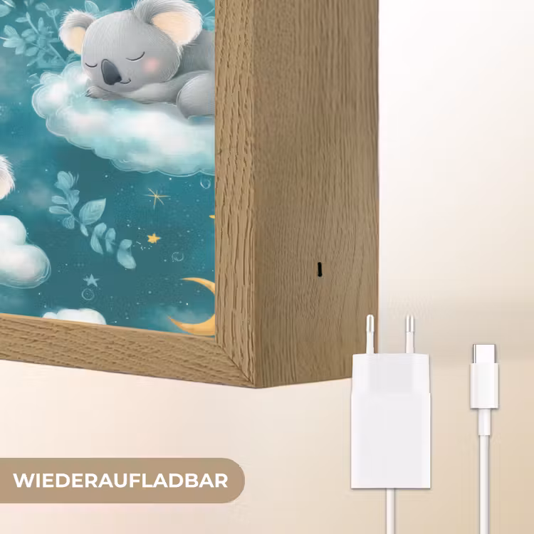 Koala's - Betoverend - Blauw Light Box met batterij (Wandlamp) middel 907 -USP_websiteoplaadbaarDE