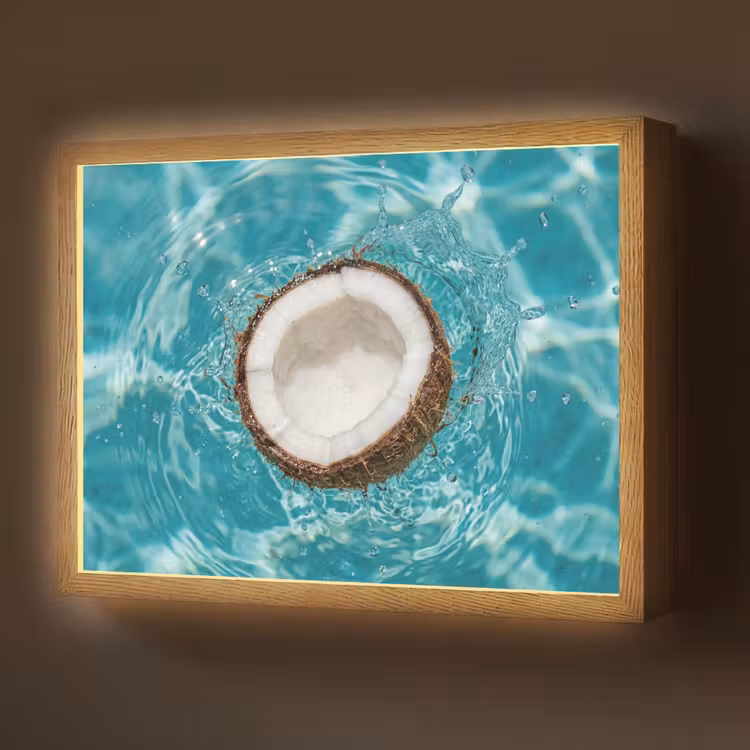 Kokosnoot - Water - Wit Light Box met batterij (Wandlamp) middel -z3d_website