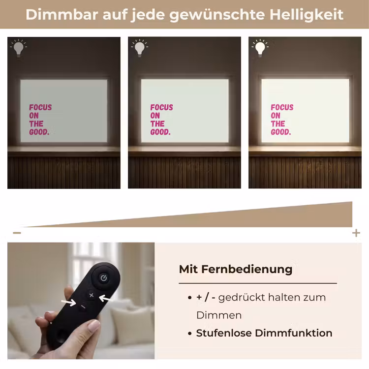 Focus on the good - Beige - Roze Light Box met batterij (Wandlamp) middel -USP_dimbaarDE
