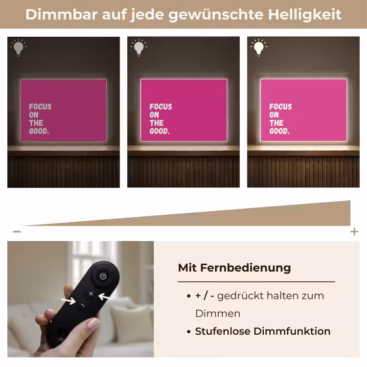 Focus on the good - Roze - Simple Light Box met batterij (Wandlamp) middel -USP_dimbaarDE