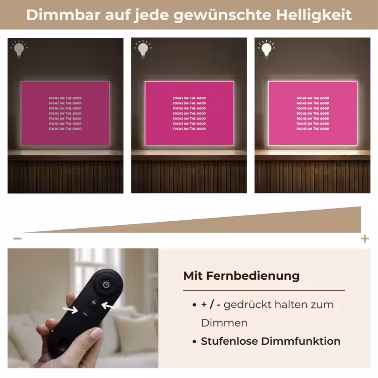 Focus on the good - Roze - wit Light Box met batterij (Wandlamp) middel -USP_dimbaarDE