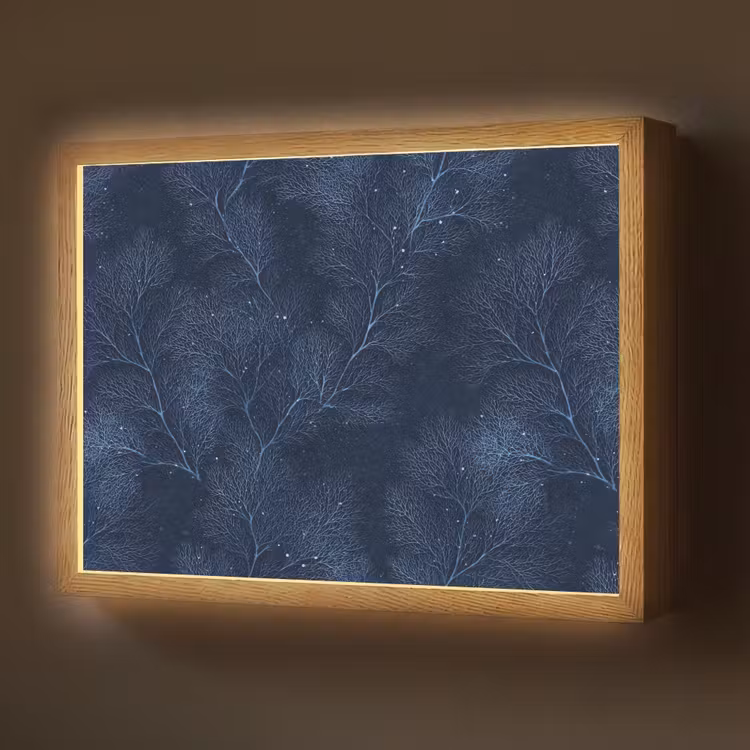 Koraal - Takken - Patroon - Nachtblauw Light Box met batterij (Wandlamp) middel 907 -z3d_website
