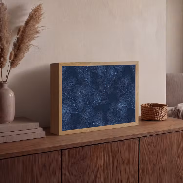 Koraal - Takken - Patroon - Nachtblauw Light Box met batterij (Wandlamp) middel 907 -sfeer2