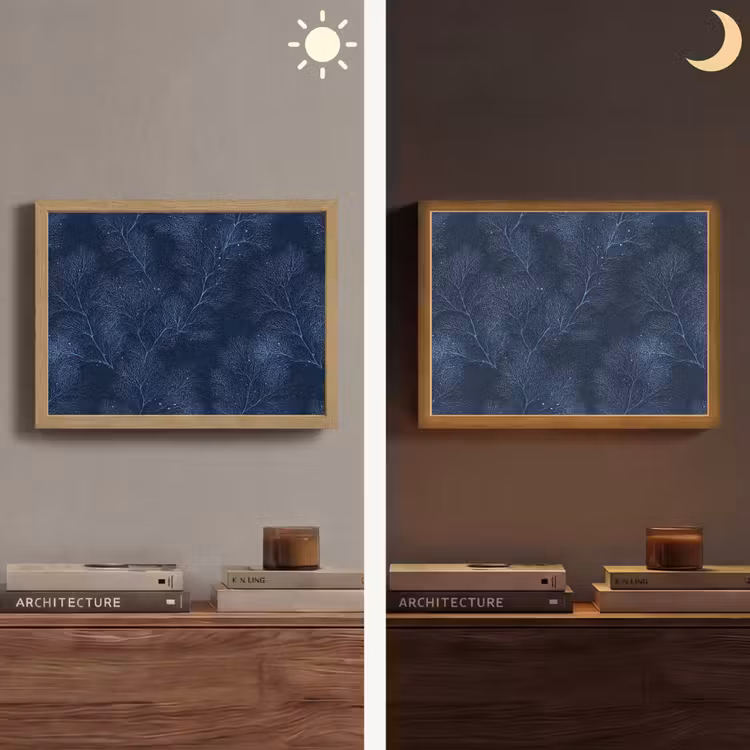 Koraal - Takken - Patroon - Nachtblauw Light Box met batterij (Wandlamp) middel 907 -sfeer3