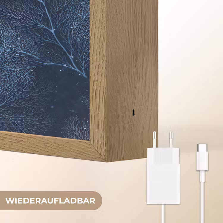 Koraal - Takken - Patroon - Nachtblauw Light Box met batterij (Wandlamp) middel 907 -USP_websiteoplaadbaarDE