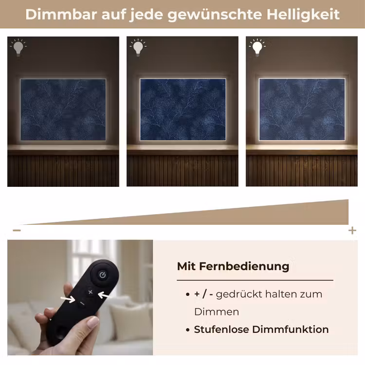 Koraal - Takken - Patroon - Nachtblauw Light Box met batterij (Wandlamp) middel 907 -USP_dimbaarDE