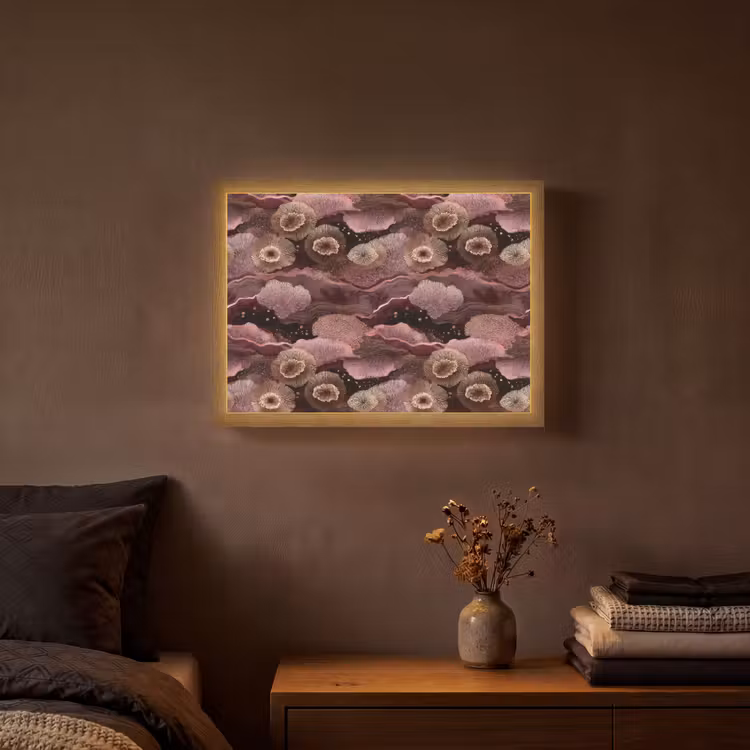 Koraal - Organisch - Roze Light Box met batterij (Wandlamp) middel 907 -sfeer4