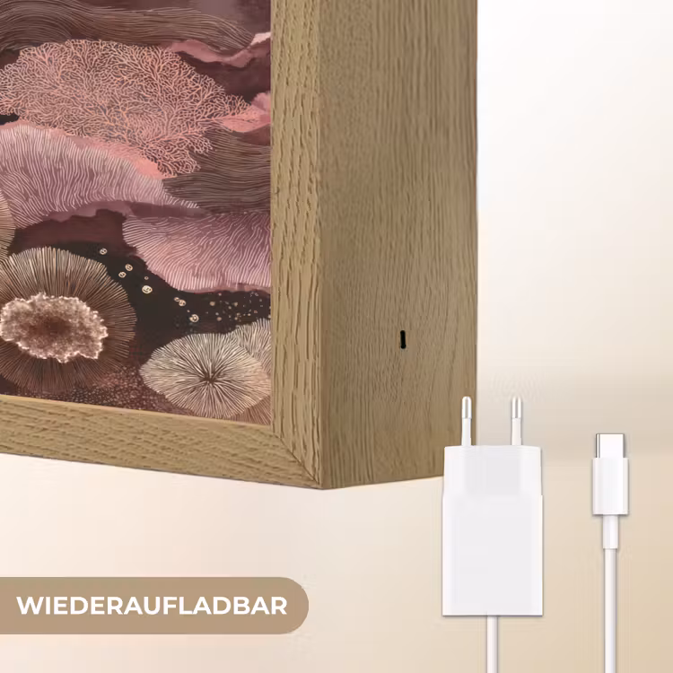 Koraal - Organisch - Roze Light Box met batterij (Wandlamp) middel 907 -USP_websiteoplaadbaarDE