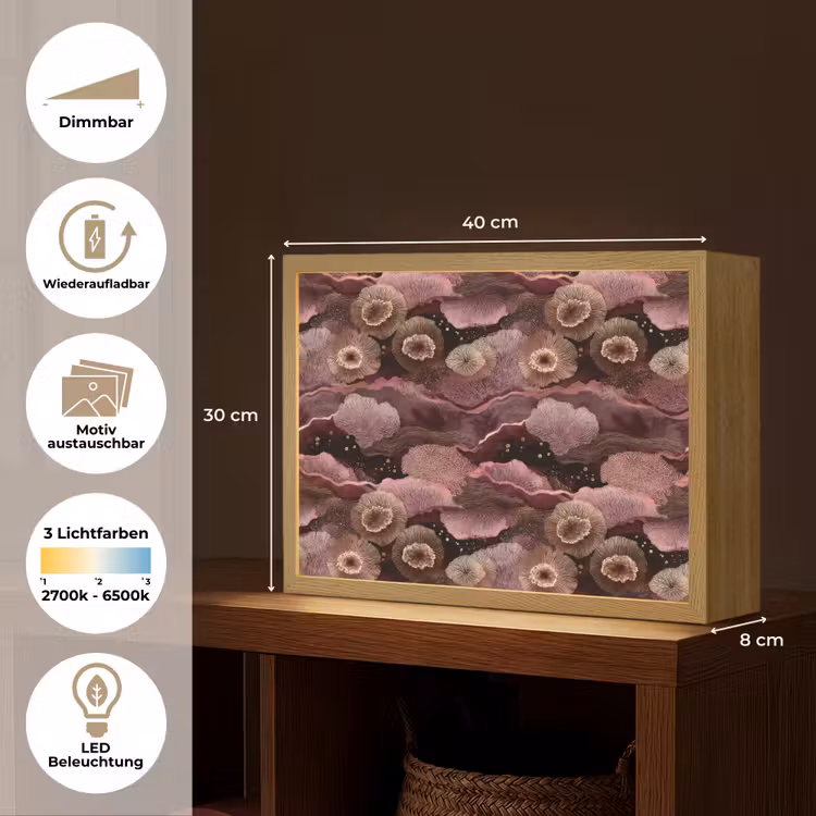 Koraal - Organisch - Roze Light Box met batterij (Wandlamp) middel 907 -USP_websiteoverzichtDE