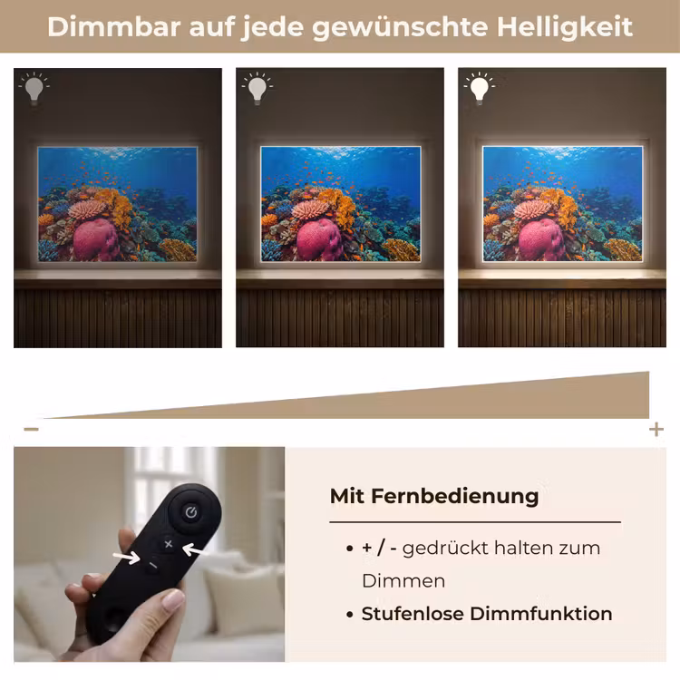 Koraal - Vissen - Oceaan - Natuur - Kleurrijk Light Box met batterij (Wandlamp) middel -USP_dimbaarDE