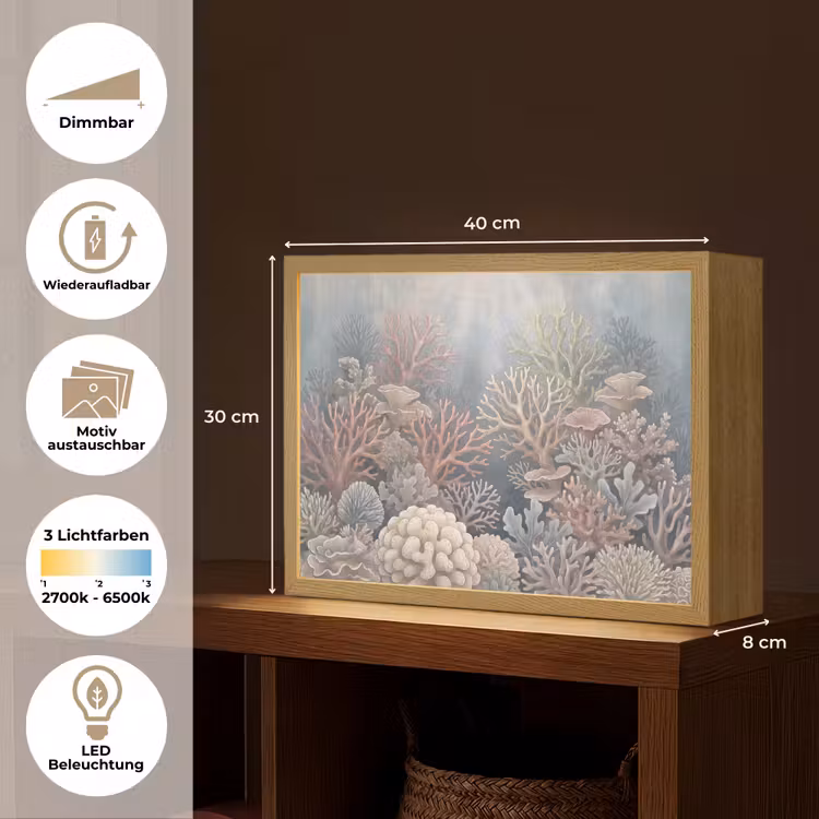 Koraal - Zeeleven - Onderwater - Illustratie - Natuur Light Box met batterij (Wandlamp) middel -USP_websiteoverzichtDE