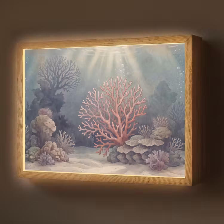 Koraal - Onderwater - Natuur - Roze Light Box met batterij (Wandlamp) middel -z3d_website