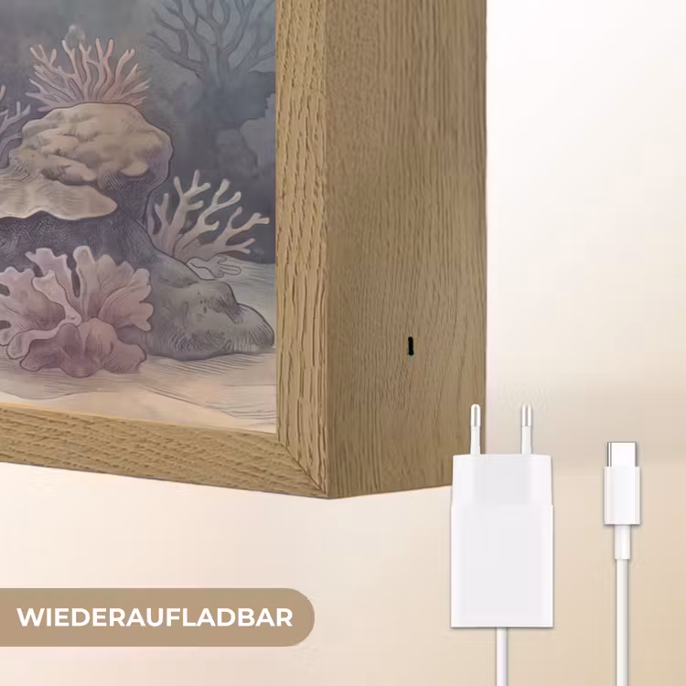 Koraal - Onderwater - Natuur - Roze Light Box met batterij (Wandlamp) middel -USP_websiteoplaadbaarDE