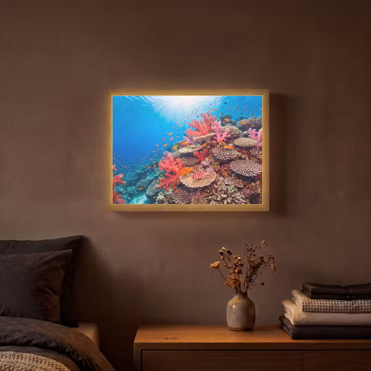 Koraalrif - Vissen - Onderwater - Tropisch - Rood Light Box met batterij (Wandlamp) middel -sfeer4