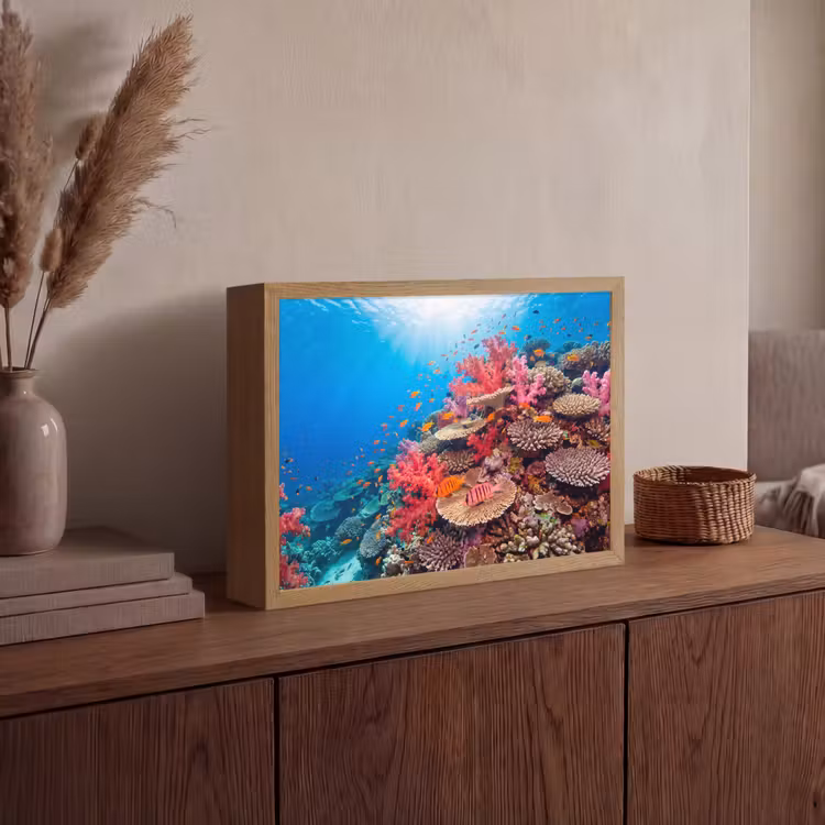 Koraalrif - Vissen - Onderwater - Tropisch - Rood Light Box met batterij (Wandlamp) middel -sfeer2