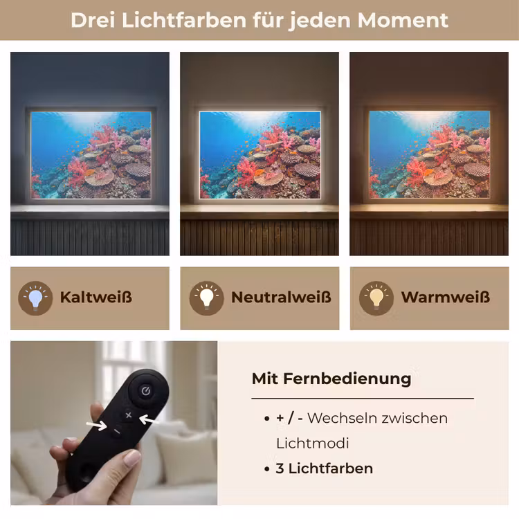 Koraalrif - Vissen - Onderwater - Tropisch - Rood Light Box met batterij (Wandlamp) middel -USP_lichtkleurDE