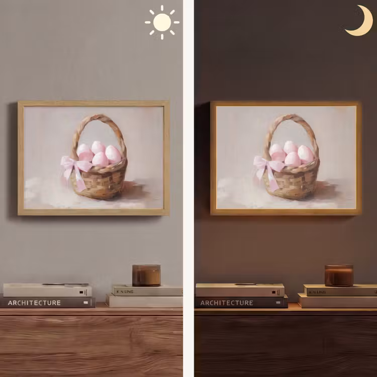 Mand - Eieren - Roze Light Box met batterij (Wandlamp) middel -sfeer3
