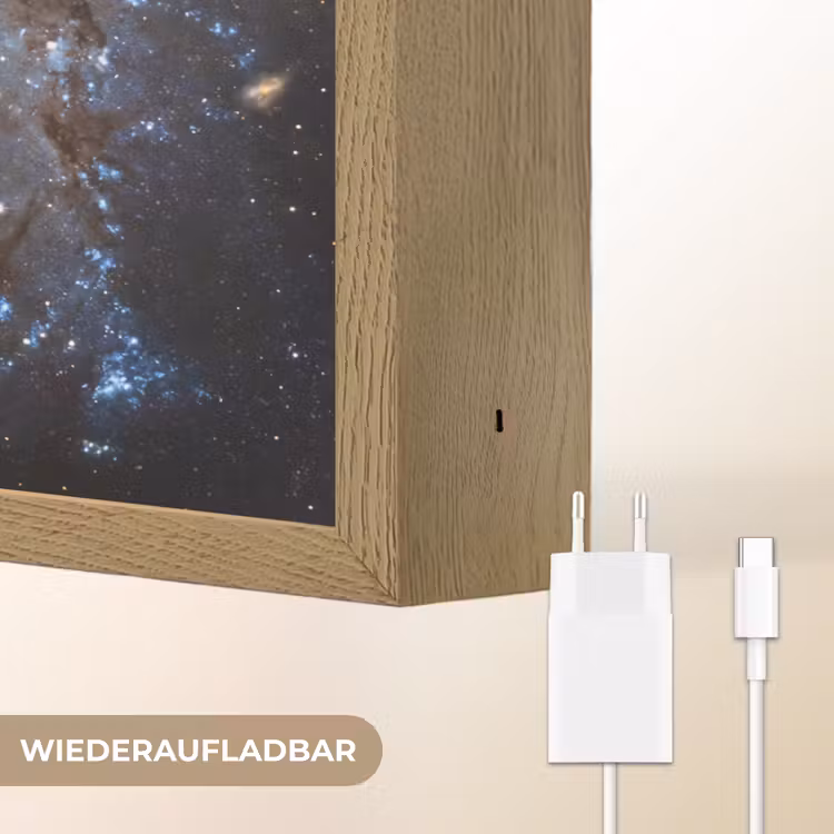 Kosmos - Sterrenstelsel - Donker Light Box met batterij (Wandlamp) middel -USP_websiteoplaadbaarDE