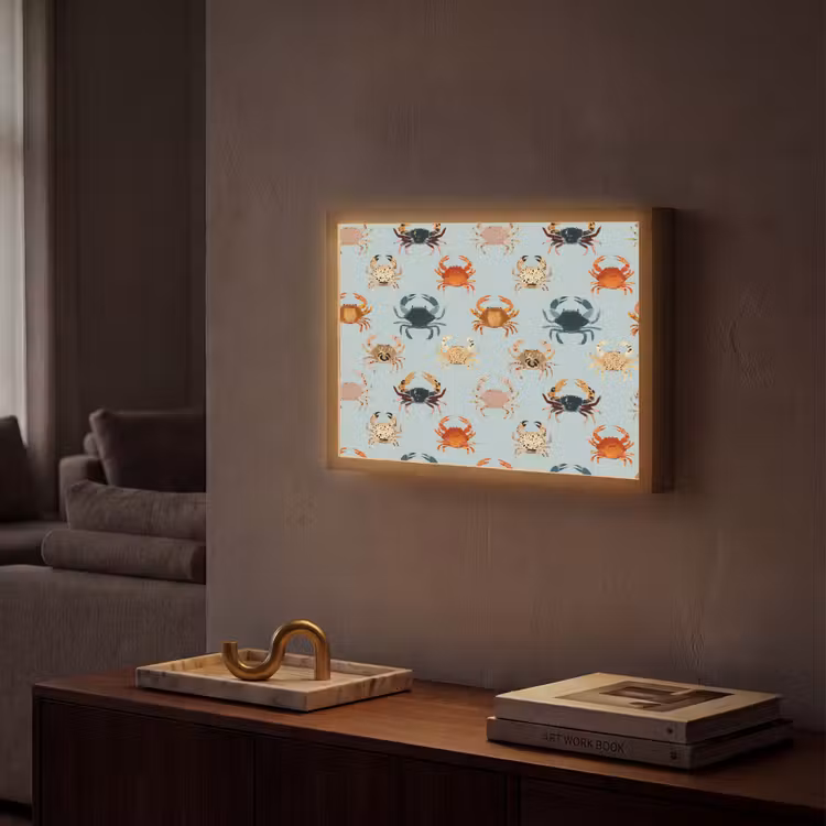 Krabben - Speels - Kleurrijk Light Box met batterij (Wandlamp) middel 907 -sfeer1