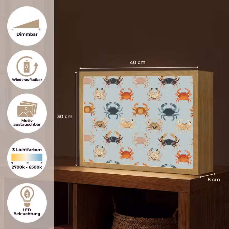 Krabben - Speels - Kleurrijk Light Box met batterij (Wandlamp) middel 907 -USP_websiteoverzichtDE