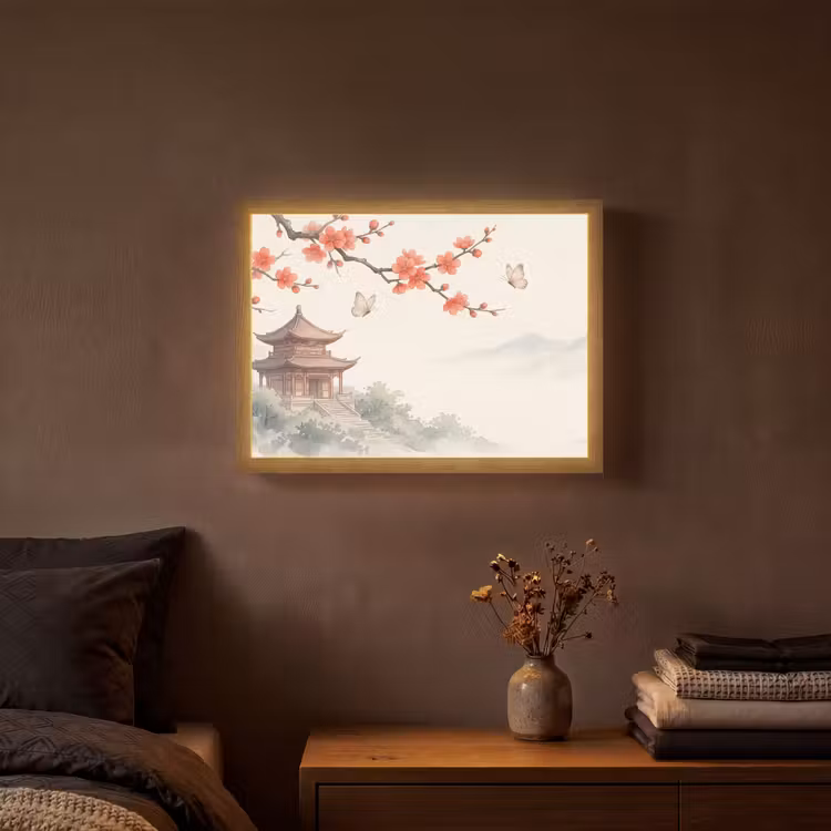 Kraanvogel - Azië - Klassiek Light Box met batterij (Wandlamp) middel -sfeer4