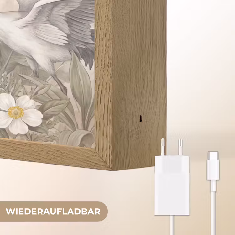Kraanvogels - Natuur - Roze Light Box met batterij (Wandlamp) middel -USP_websiteoplaadbaarDE