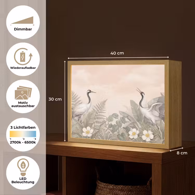 Kraanvogels - Natuur - Roze Light Box met batterij (Wandlamp) middel -USP_websiteoverzichtDE