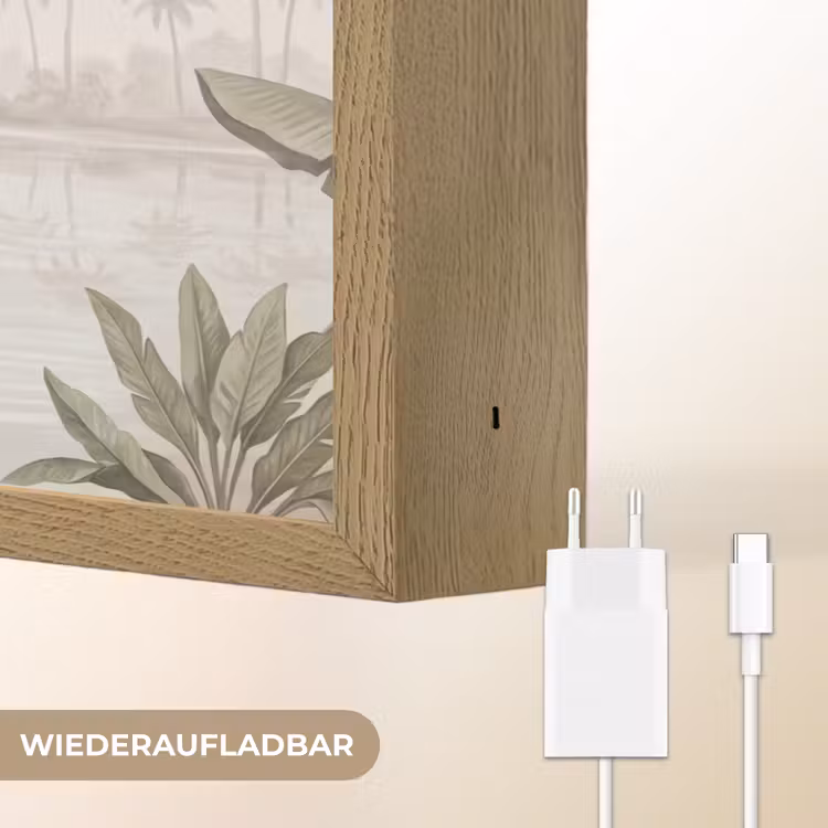 Kraanvogels - Palmbomen - Tropisch Light Box met batterij (Wandlamp) middel -USP_websiteoplaadbaarDE