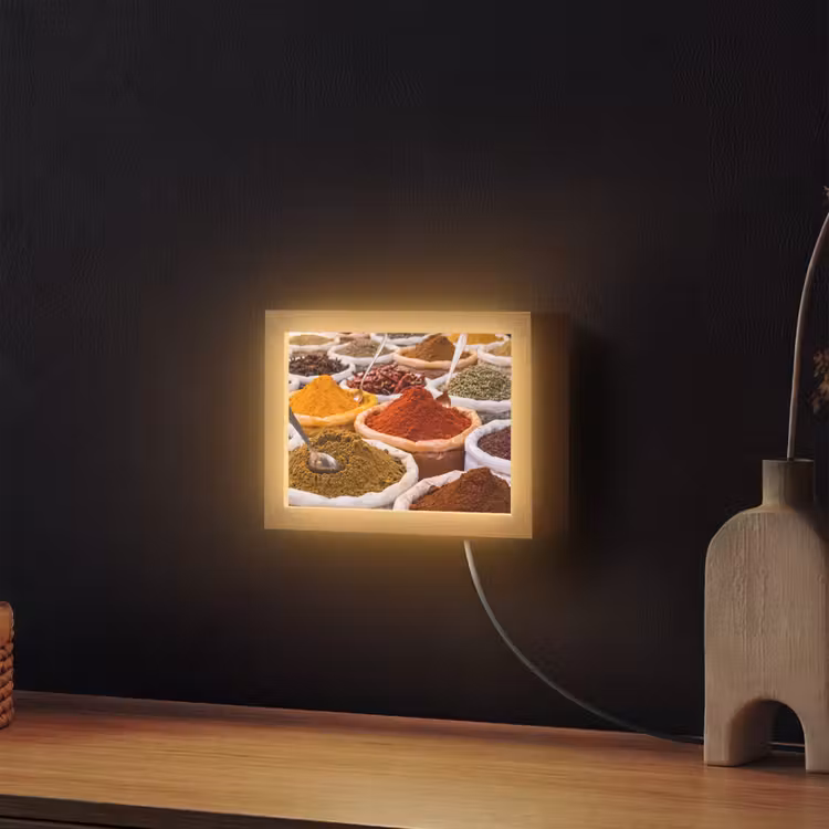 Lightbox - Wandleuchte - Kräuter – Markt – Essen - Kruiden - Markt - Eten Light Box met kabel (Wandlamp) klein