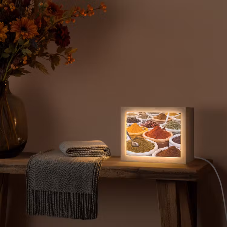 Lightbox - Wandleuchte - Kräuter – Markt – Essen - Kruiden - Markt - Eten Light Box met kabel (Wandlamp) klein