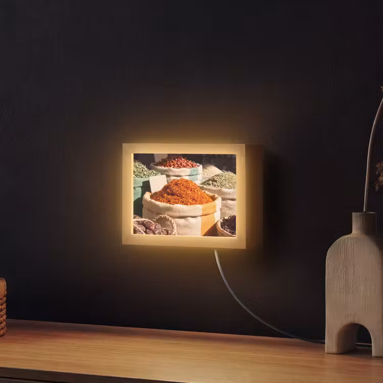 Lightbox - Wandleuchte - Kräuter – Markt – Farbenfroh - Kruiden - Markt - Kleurrijk Light Box met kabel (Wandlamp) klein