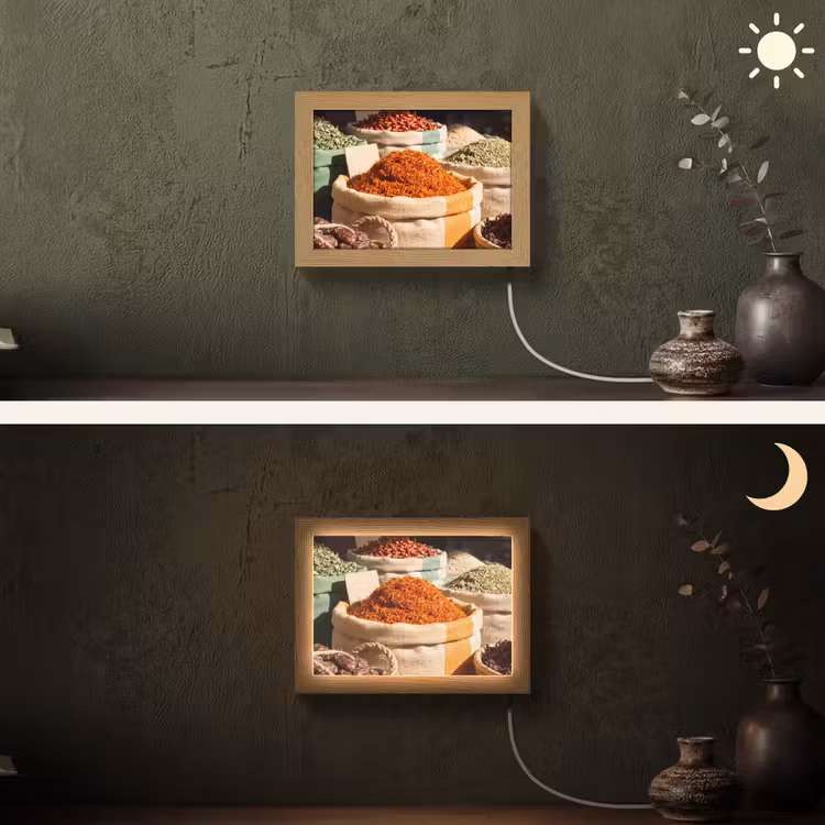 Lightbox - Wandleuchte - Kräuter – Markt – Farbenfroh - Kruiden - Markt - Kleurrijk Light Box met kabel (Wandlamp) klein