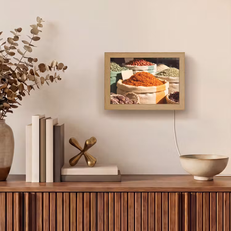 Lightbox - Wandleuchte - Kräuter – Markt – Farbenfroh - Kruiden - Markt - Kleurrijk Light Box met kabel (Wandlamp) klein