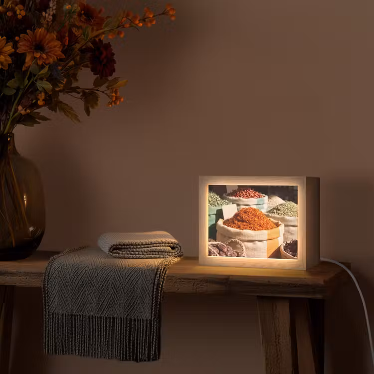 Lightbox - Wandleuchte - Kräuter – Markt – Farbenfroh - Kruiden - Markt - Kleurrijk Light Box met kabel (Wandlamp) klein